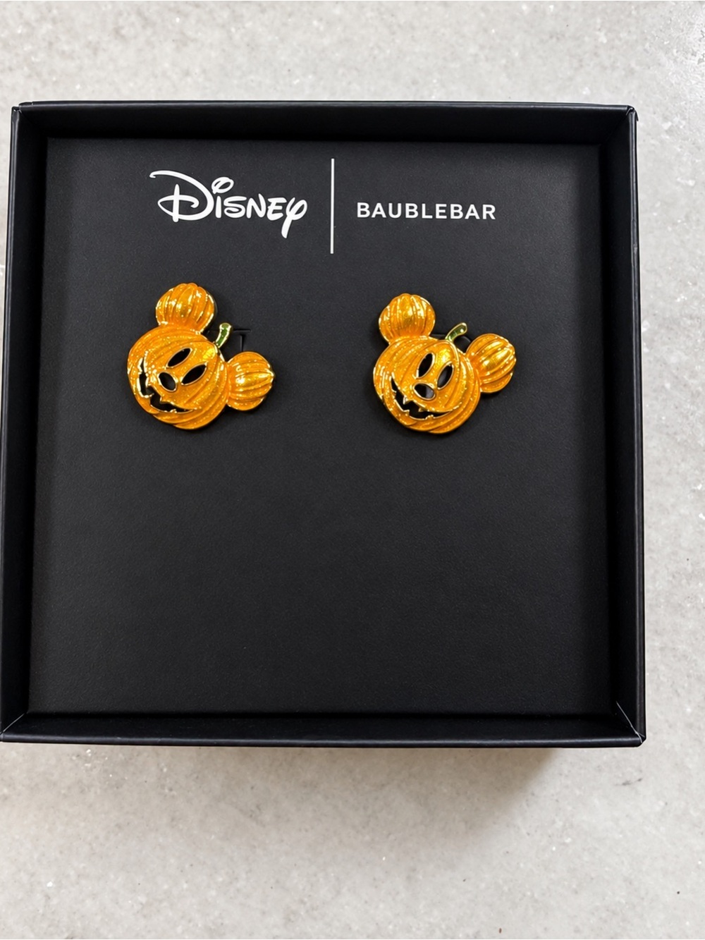 NIB Baublebar x Disney Halloween Mickey Mouse Enamel Pumpkin Stud Earrings